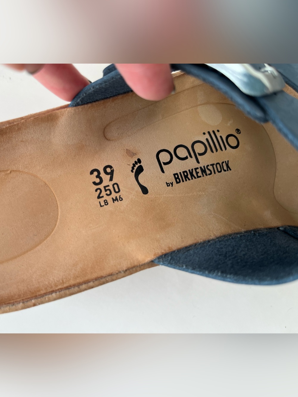 Birkenstock Papillio Almina Two-Strap Slide leather Sandals blue 39 US8 - Picture 10 of 12
